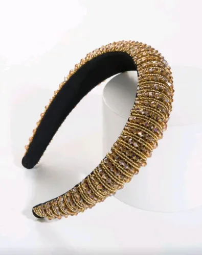 Tiara Feminina Dourada com Cristais 55 Reais