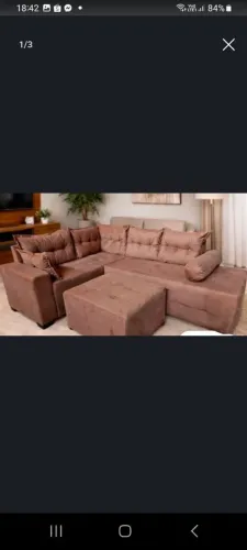 Sofá de canto com puff 2,43x1,80m pronta entrega, contato 98- * 