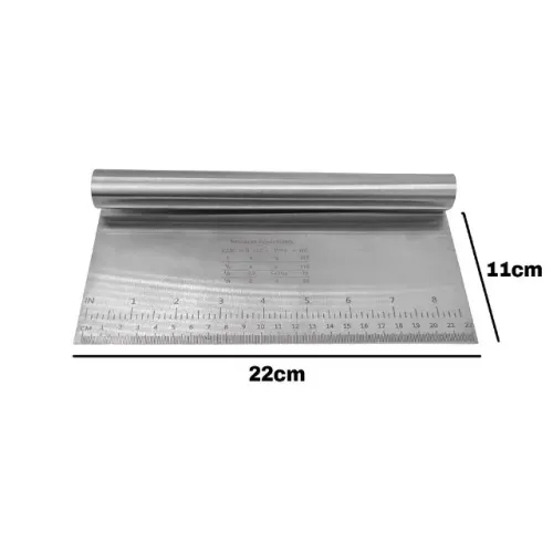 Espátula Inox Cortador Raspador P/ Massas Legumes Pizza Pão Chocolate Com Régua 22cm
