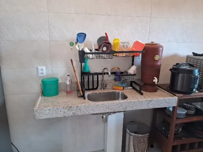 Bancada de granito com cuba Tramontina inox
