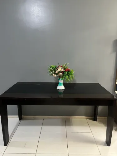 MESA DE JANTAR MADEIRA E CENTRO DE VIDRO ALT 80cm LARG 80cm PROF 1,60cm