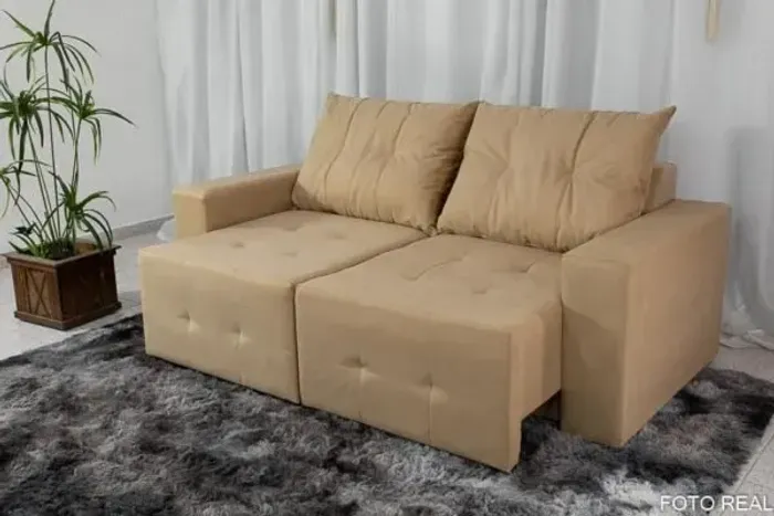 Sofá Retrátil Bege 1,80m