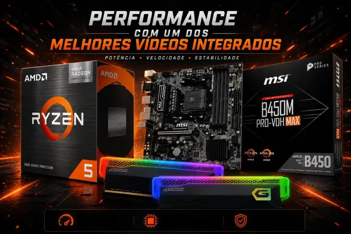 Kit Upgrade Ryzen 5 5600GT + MSI B450M PRO VDH MAX + 16GB GEIL 3200mhz Ddr4 com RGB