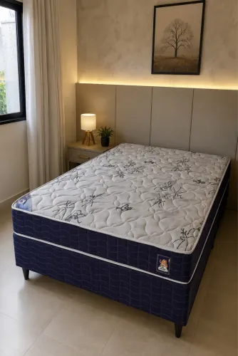 Cama Box Ley Colchões Ouro Blue Casal Padrão