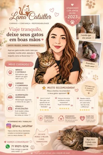 ? Catsitter em Salvador | Cuido do seu gato com amor e confiança 