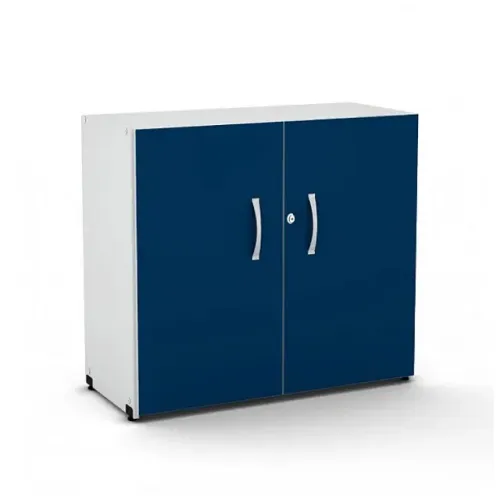 Armário Baixo Escritório Com Portas Organizador Azul E Cinza Resistente 44103