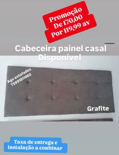 Cabeceira painel casal em promoção. Ags estofados *60