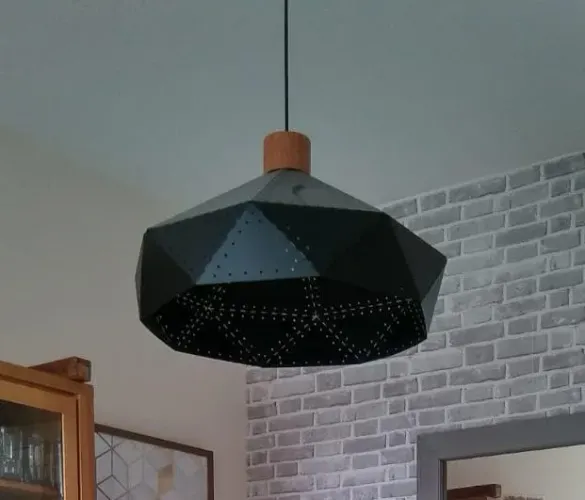 Lustre luminária pendente Tok&Stok industrial preto 52cm
