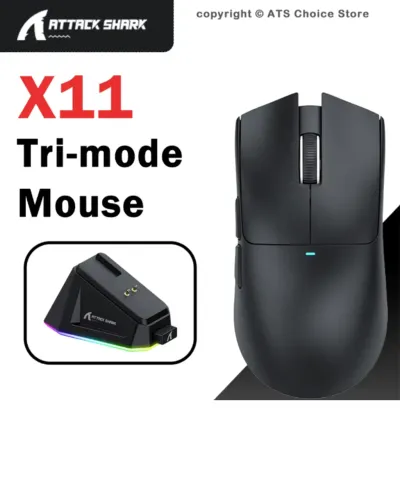 Mouse Gamer Attack Shark X11 Sem Fio RGB + Dock Magnético (Tri-Mode)