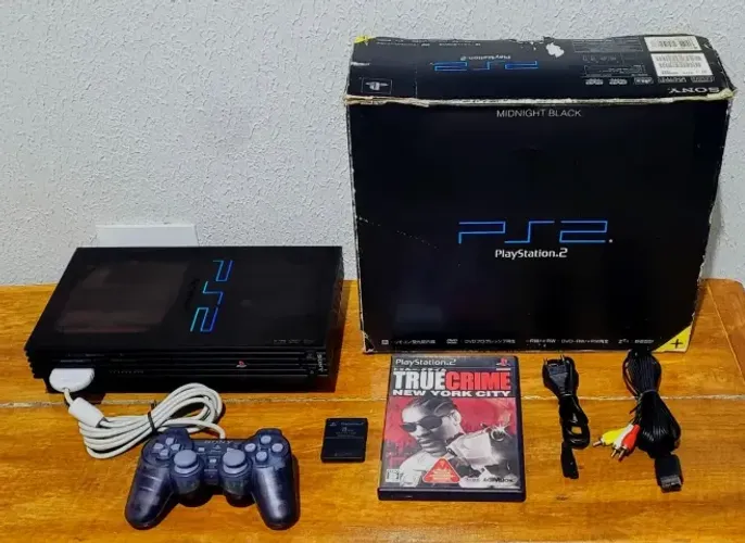 Playstation 2 Fat Edição Midnight Black Translucido + Jogos (Usado)