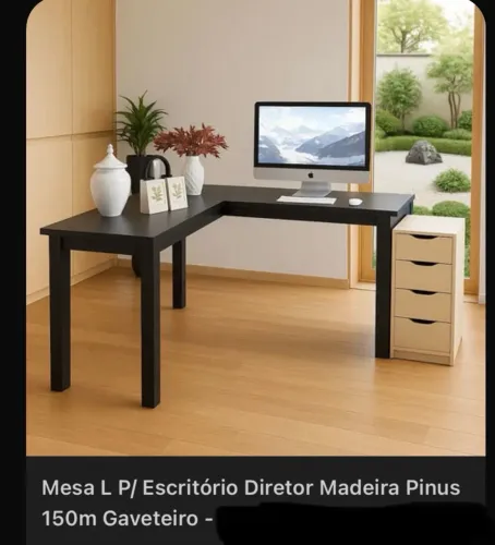 Mesa L P/ Escritório Diretor Madeira Pinus 150m