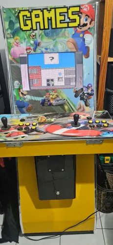 Fliperama Arcade 2 Jogadores + 4000 Jogos Retrô Mario MAME Neo-Geo Atari SNES
