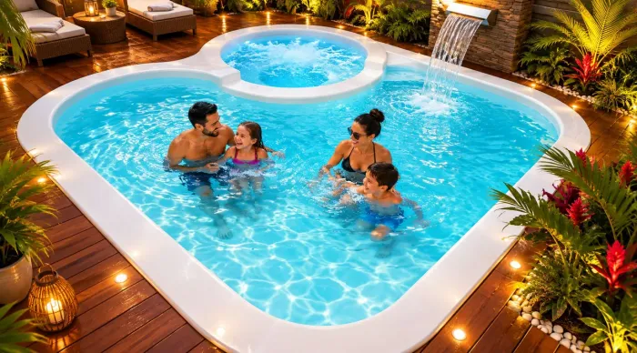 Piscina de fibra three and one