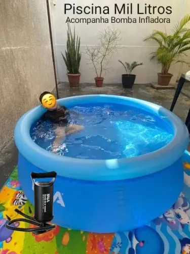 Piscina Inflável 1.000 litros Com Mais Bomba Infladora da borda