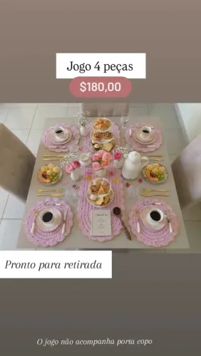Jogo de mesa de crochê 4 peças
