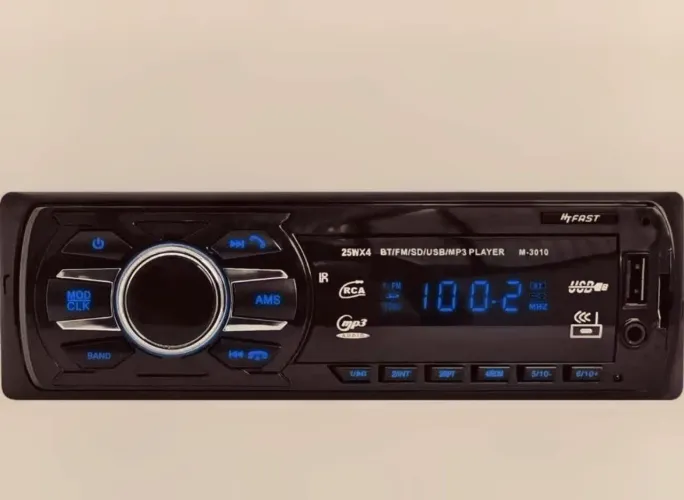 Rádio MP3 Automotivo Bluetooth Led Azul USB Auxiliar Leitor Cartão SD 3010