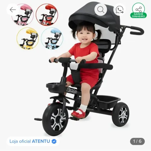 Triciclo Infantil com capota azul