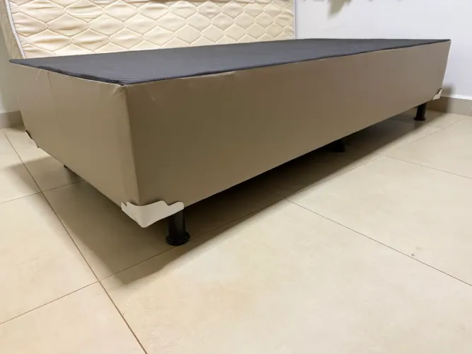 Box cama solteiro corino bege