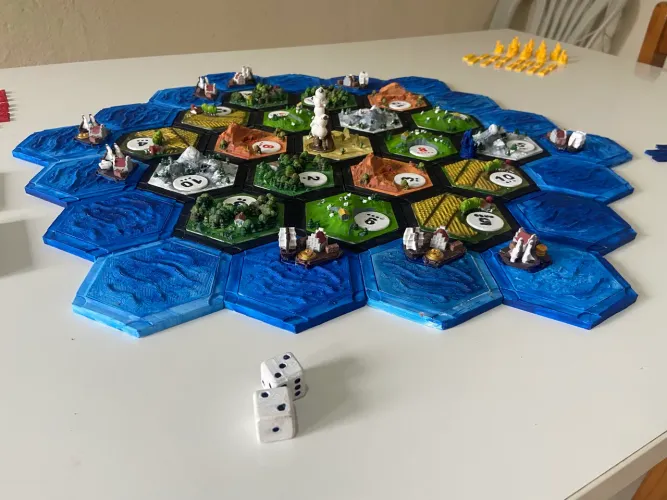 Catan peças 3d pintadas a mão.
