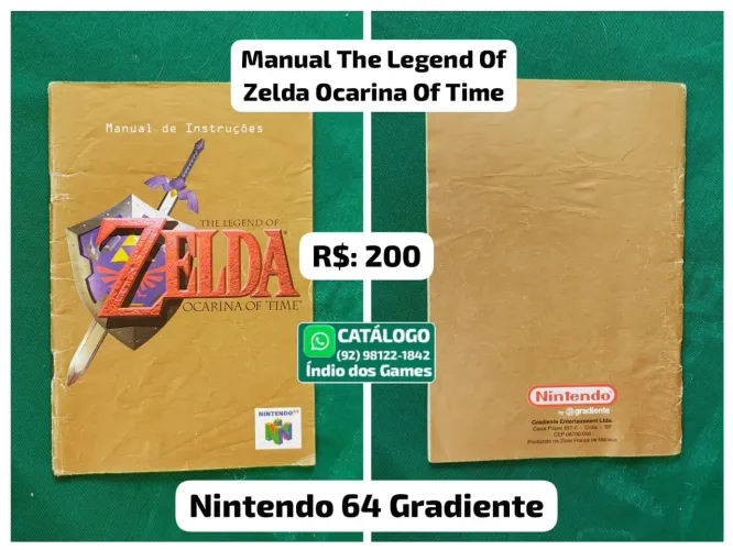Manual The Legend Of Zelda Ocarina Of Time = R$: 200