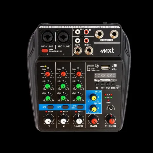 Mesa de som 4 Canais Bluetooth