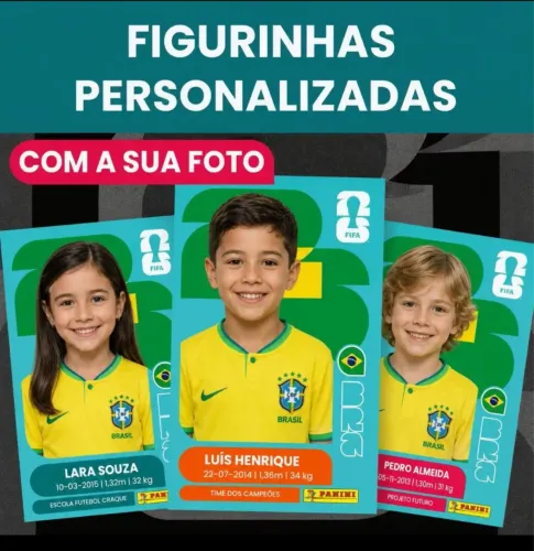 5 figurinhas adesivas da copa personalizada com seu nome