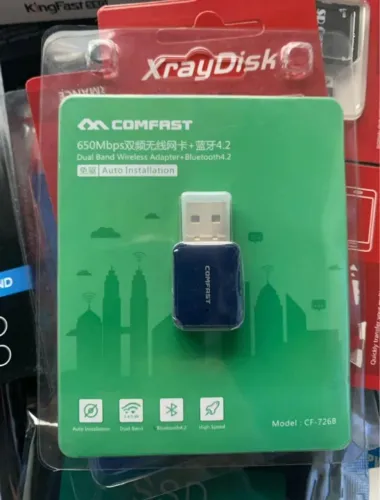 Adaptador de wifi 5ghz Comfast, antena Dual Band 650mbps 802.11ac, bluetooth 4.2