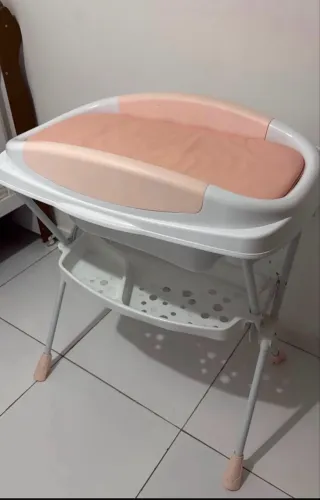 Banheira de Bebê com Trocador Galzerano Branco e Rosa