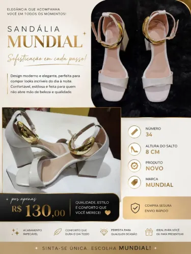 Sandália salto alto marca mondial