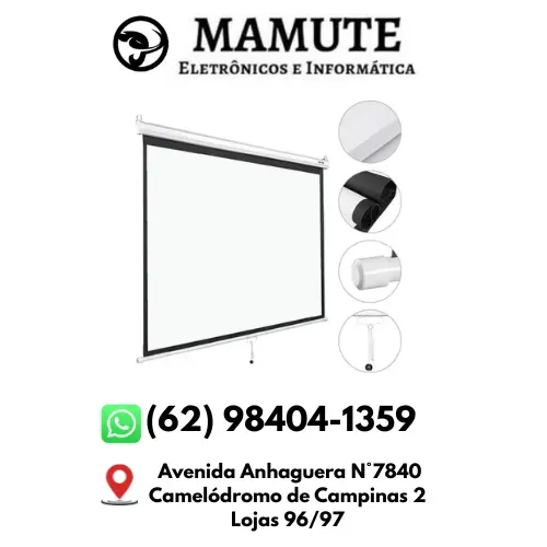 TELA P/ PROJETOR - BRANCA 100" RETRÁTIL MANUAL TELA DE PROJEÇÃO