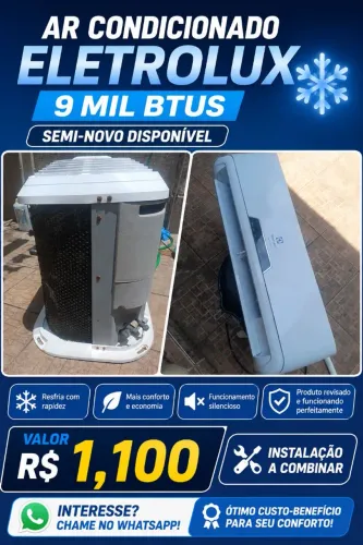 AR-CONDICIONADO ELECTROLUX 9.000 BTUs - SEMI-NOVO<br><br>? ÓTIMA OPORTUNIDADE!