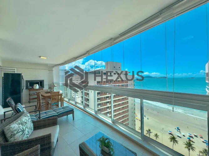 Apartamento frente mar com varanda gourmet vista mar e lazer na Praia das Asturias, Guaruj