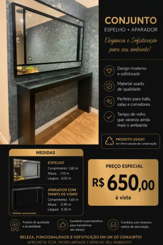 CONJUNTO ESPELHO + APARADOR - PRODUTO USADO