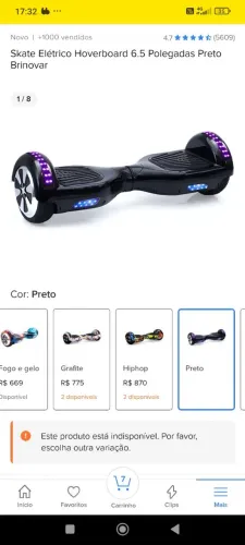 Hoverboard Brinovar aceito troca