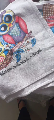 Pano de prato estampado 12 unidades estampa diversas.