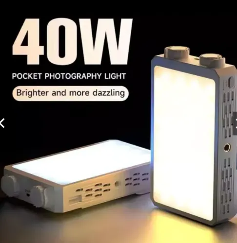 Luz De Câmera LED 40W 2500K-9000K Bicolor com resfriador+ mini tripé e Difusor