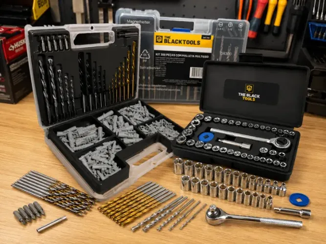 Kit Ferramentas 340 Peças + Jogo de Soquetes 40 Peças com Maleta