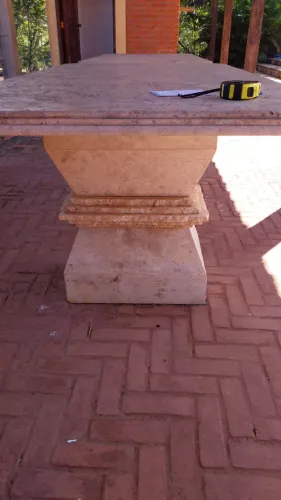 Mesa de pedra travertino 8 lugares