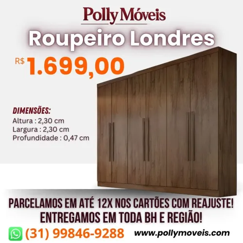 Roupeiro Londres 100% MDF! Pronta Entrega! 
