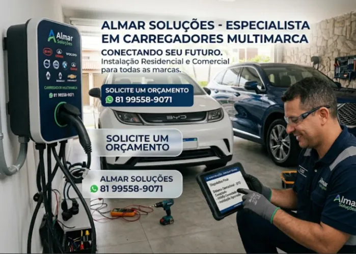 Instalação de carregador de carro elétrico