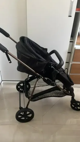 Carrinho De Bebê Passeio Berço Moisés Napoli Preto Galzerano
