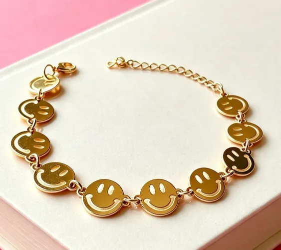 Pulseira Folheada sorriso feliz