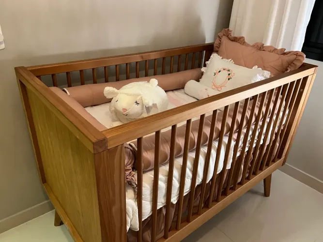 Berço Tulipa Baby Bebê Retrô 3 em 1 - Madeira Maciça