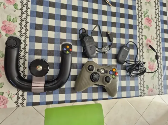 Kit xbox 360, 2 receptores 1 controle sem fio e volante