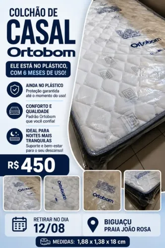 Colchão Ortobom casal no plástico.