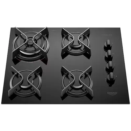 Cooktop a Gás 4 Bocas Dako Supreme com Queimador Tripla Chama Preto - Bivolt