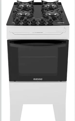 Fogão Itatiaia 4 bocas a Gás electra glass plus mesa de vidro acendedor automático branco 