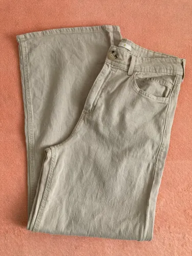 Calça wide leg bege