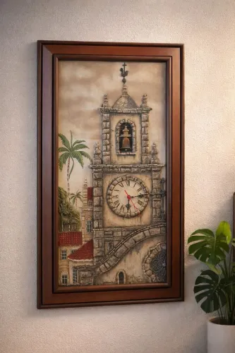 Quadro decorativo em relevo estilo europeu com relógio - peça imponente Gallardo