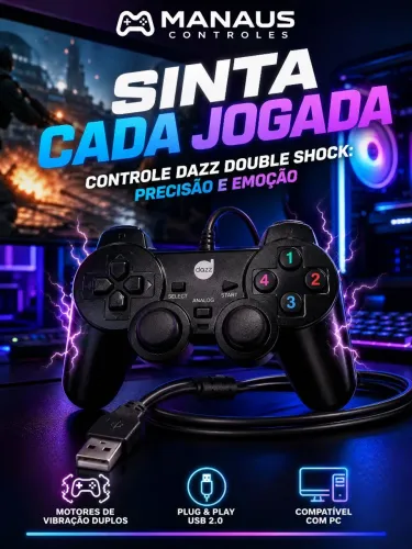 Controle para pc com fio Double shock